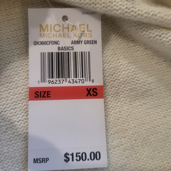 Brand New Michael Kors Green and White Striped Duster Length Cardigan Sweater XS - Picture 3 of 3